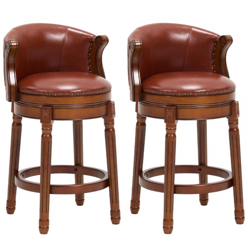 Cow leather wood swivel bar - 2x,